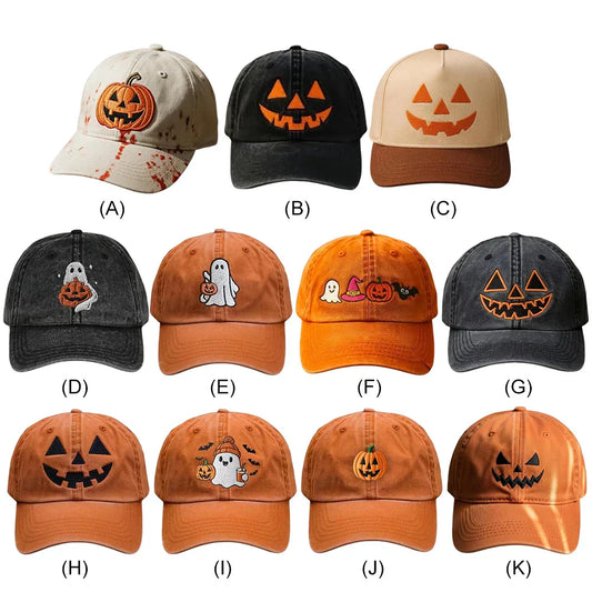 Halloween Unisex Baseball Hat for Women Men Pumpkin Embroidery Baseball Cap for Outdoor Activities Like Hiking Fishing
