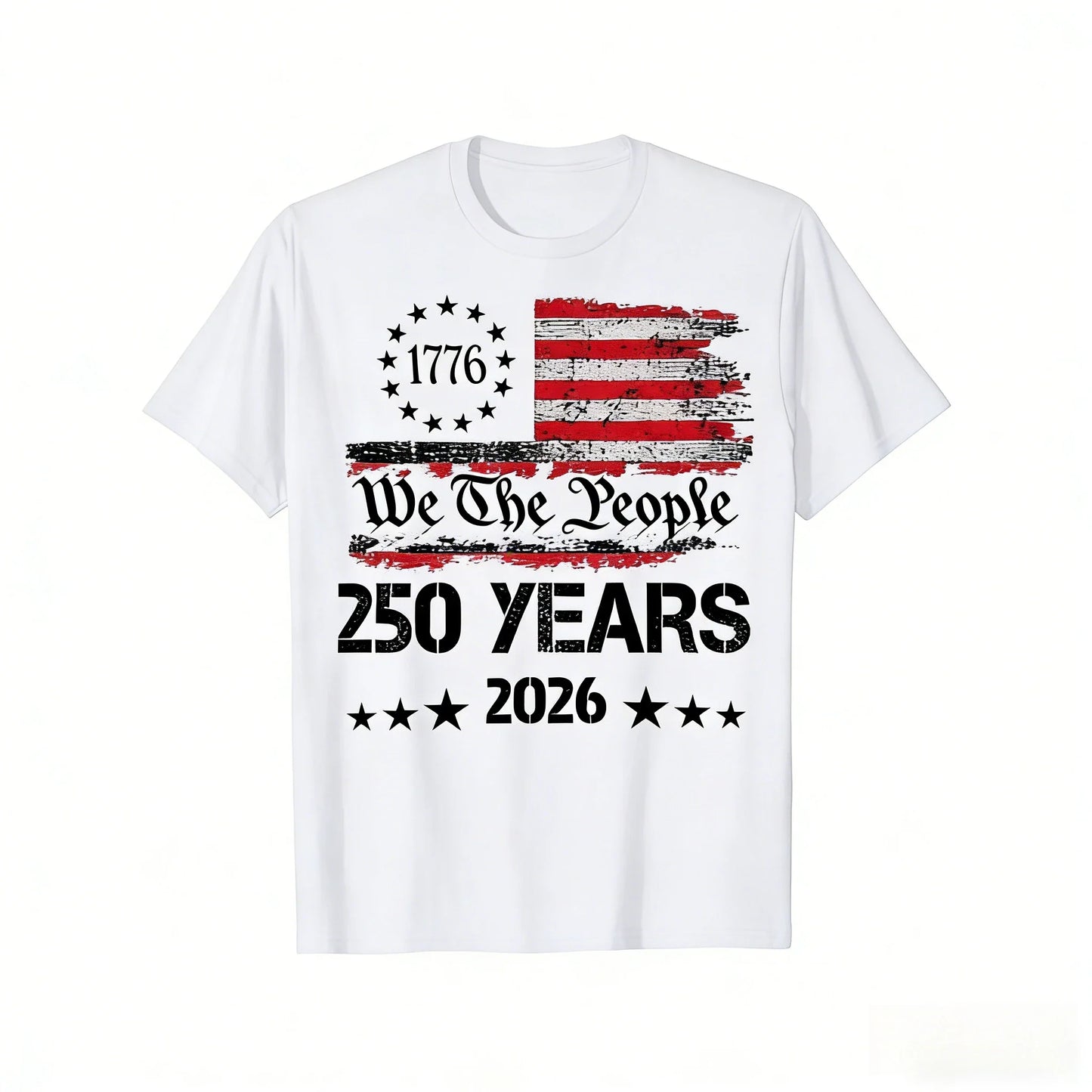 Independence Day 250th Anniversary 100% Cotton Men Women 2026 Summer Harajuku Style Men's Short Sleeve Fashion O-neck Tshirt