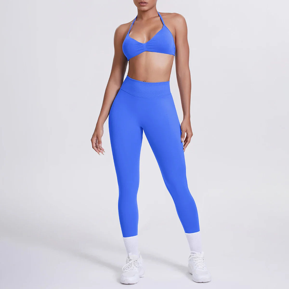 Women 2pcs Patchwork Sport Yoga Suit Training Sleeveless Sport Gym Tops Tummy Control Slimming Booty Leggings Yoga Suit Sports