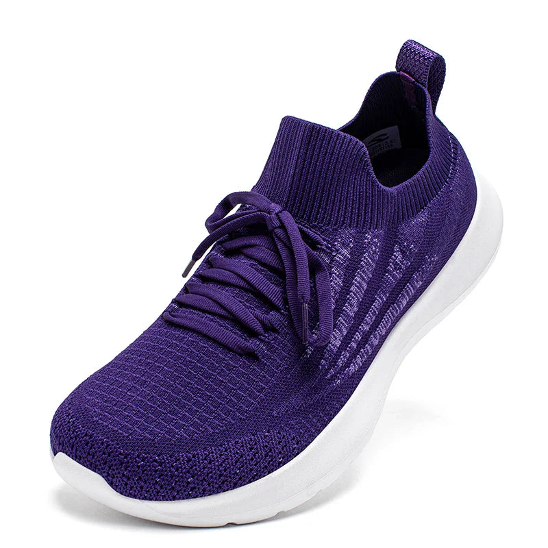 Unisex Running Sneakers Wide Toe Mesh Breathable Walking Shoes Non Slip Lace-Up Hiking Sneakers