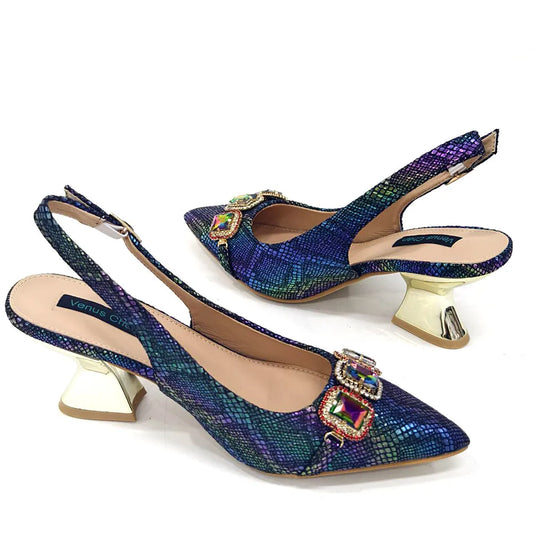 Ladies High Quality Women's Pumps And Bag Italian Fashion Design Dark Green Color Bag For Nigeria Wedding Party
