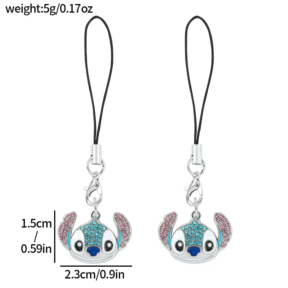Stitch Cartoon Pendant Necklace Cute Filled Rhinestones Jewelry Personality Sweater Chain Gift for Fashion Lovers
