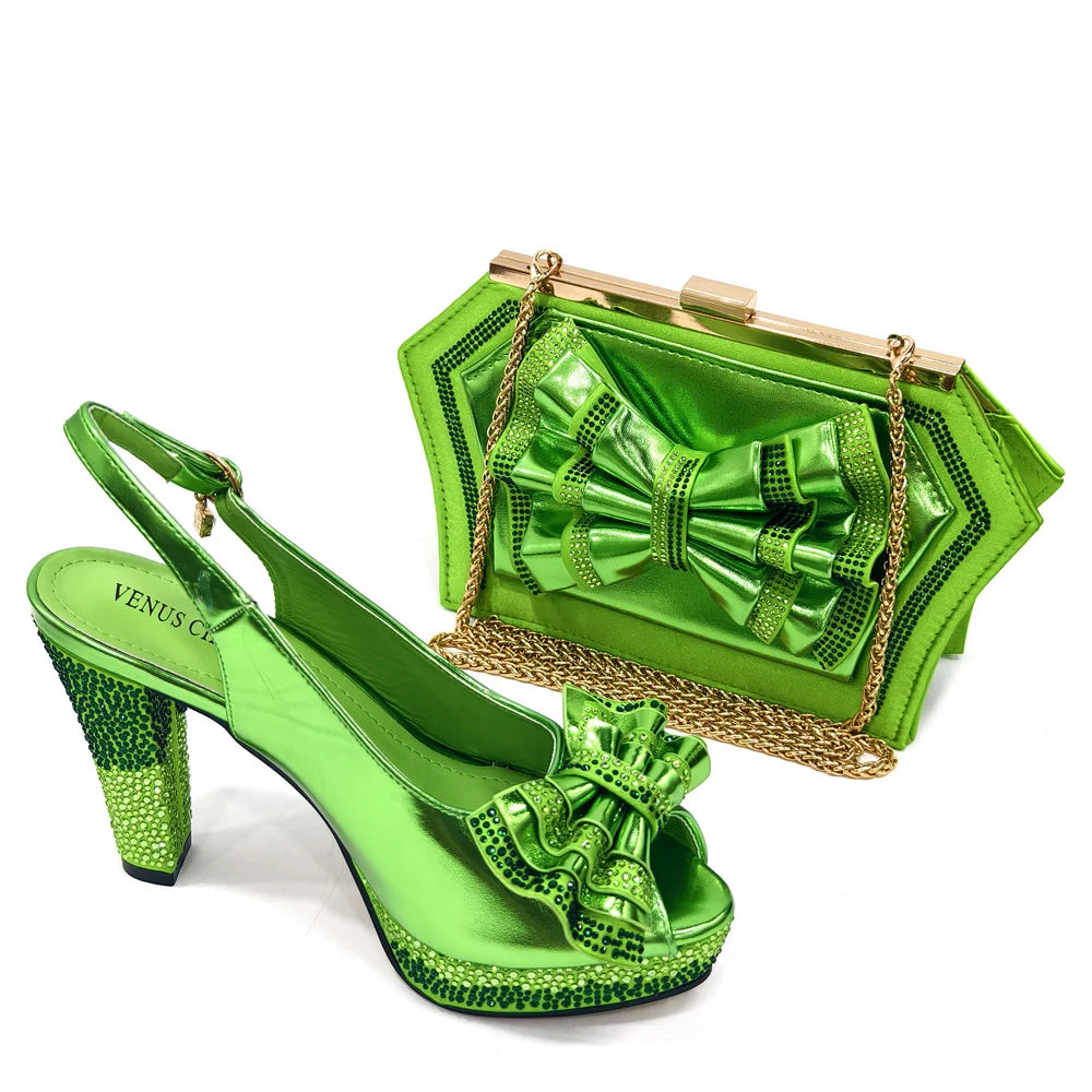 Sapatos Femininos de Estilo Italiano com Bolsa Combinando, Conjunto de Sapatos e Bolsa Nigerianos 2024 na Cor Vinho