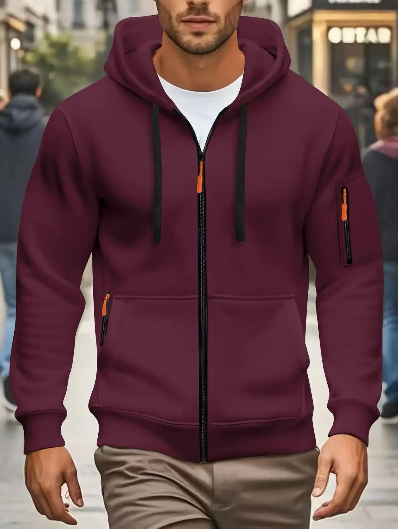 Men autumn and winter New Hoodies Long Sleeve Sweatshirt pocket Zipper Design Hooded Sweatshirt Men Sportswear Casual Jacket