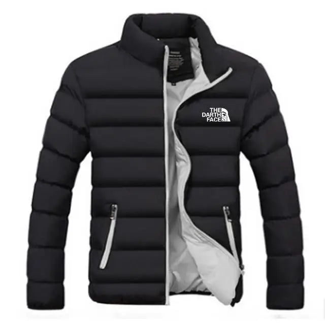 Jaqueta parka de algodão masculina 2024, tendência casual, nova, quente, casaco de inverno, cor sólida, gola alta, zíper, à prova de vento, estampada