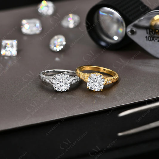 Original Design Moissanite Ring Lab Diamond Sparkling 925 Sterling Silver for Women Engagement Fine Customized Jewelry