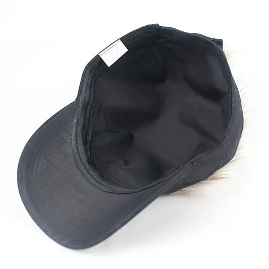 Men Women Novelty Wigs Baseball Hat Black Color Sport Cap With Spiky Hairs Halloween Funny Costumes Accessories Decoration