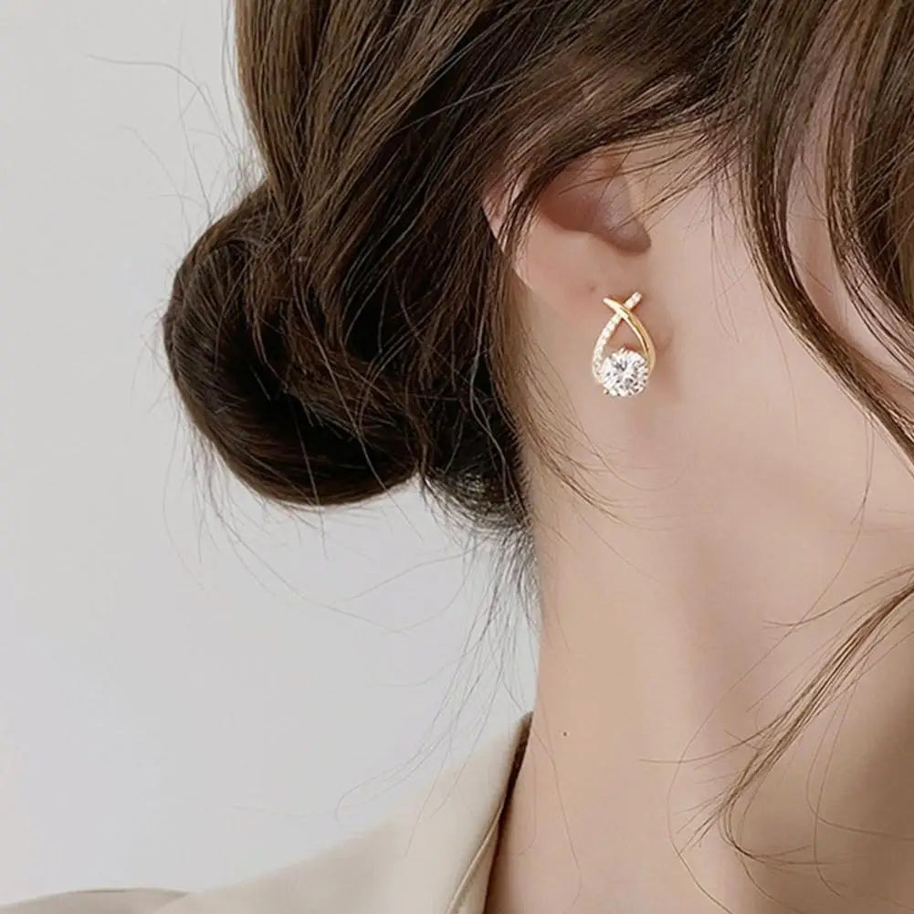 Vintage Cross Stud Earrings For Women Girls Korean Style Elegant Crystal Jewelry Ear Rings Fishtail Lady Earrings Gift