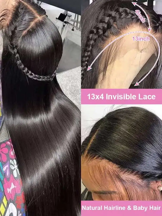 40 42 Inch Bone Straight Human Hair Wigs 13x4 13x6 HD Transparent Lace Frontal Wigs Glueless Straight Lace Front Human Hair Wigs