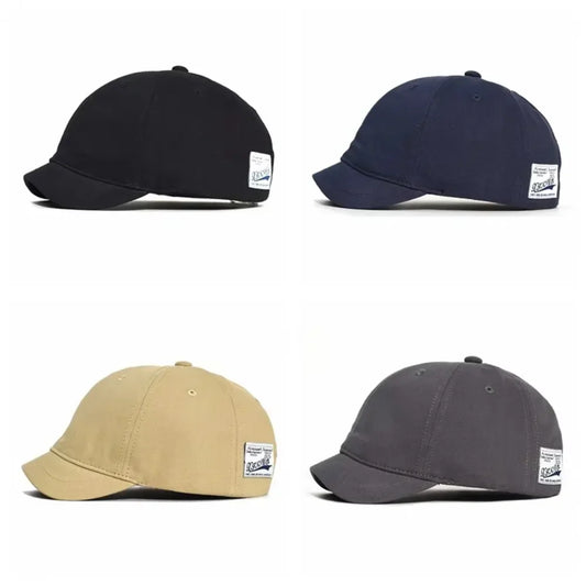 Trucker Style Short Brim Baseball Cap Adjustable Cotton Sunscreen Hat Nylon Fastener Tape Dad Hat Men Women