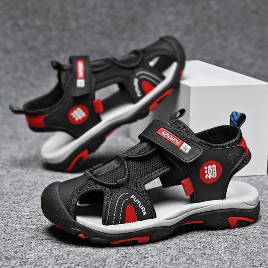 A pair of children's summer toe-covering sports sandals, wear-resistant outdoor beach shoes, size 28-39,MQ-9019