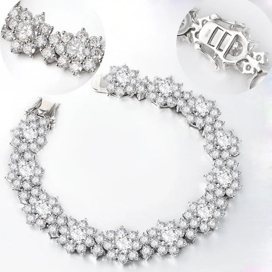 Full Moissanite Jewelry Set 925 Sterling Silver Sunflower Necklace Bracelet Earring Sets For Women Fine Jewelry GRA Tested