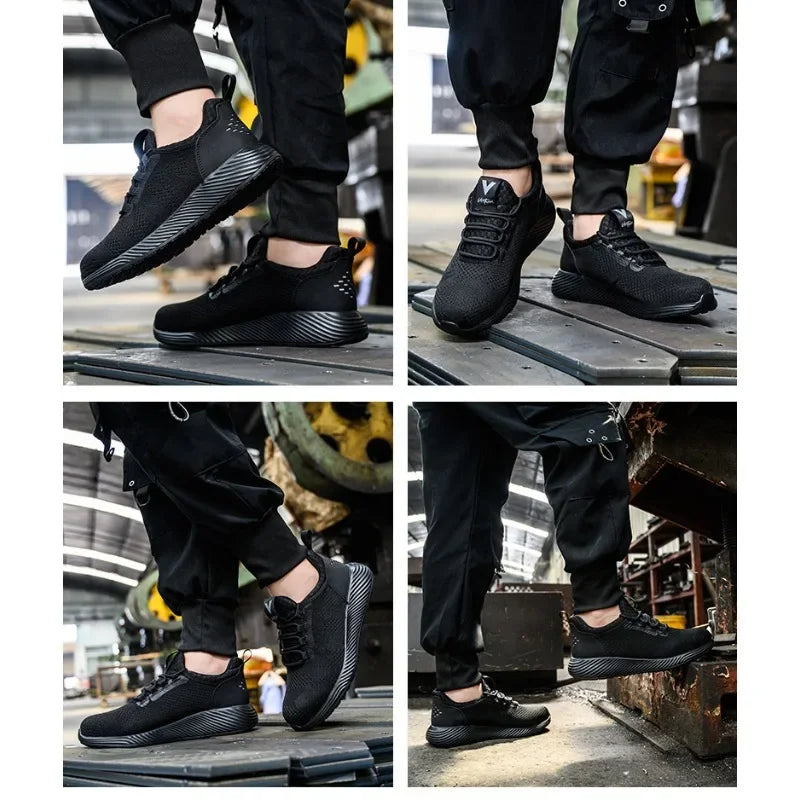 Men's Anti Smashing and Anti Stabbing Lightweight Comfortable, Breathable Protective and Safety Shoes
