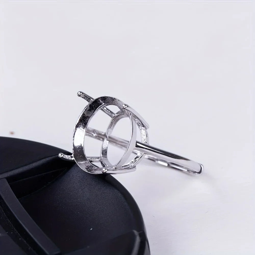 1pc 3-15mm Round 4 Prong Ring Settings Solid 925 Sterling Silver Rose Golden Ring Bezel For Gemstone