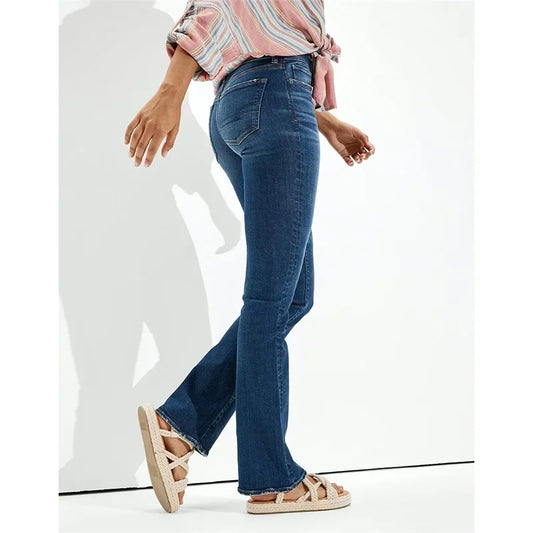 Women High Waist Hip Lift Straight Jeans