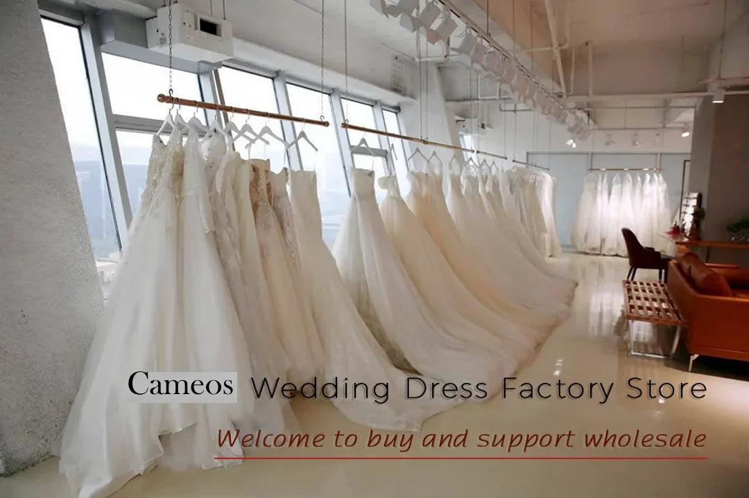 Fashion Korea Tiered Sleeves Organza Wedding Dresses V-Neck Floor Length Photo Shoot Corset Customized Bridal Gown
