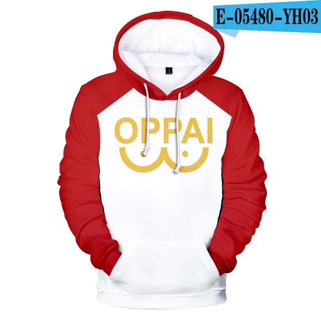 Anime Saitama Oppai Hoodie Hooded Sweatshirt Hoodie Cosplay Costume Fleece Fashion Harajuku Jacket and Coat Brand Clothes