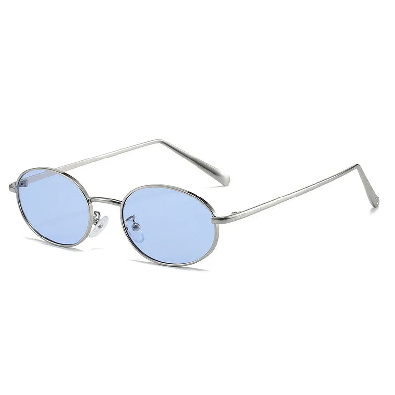 Retro Small Oval Metal Frame Women Sunglasses UV400 Men Punk Sun Glasses