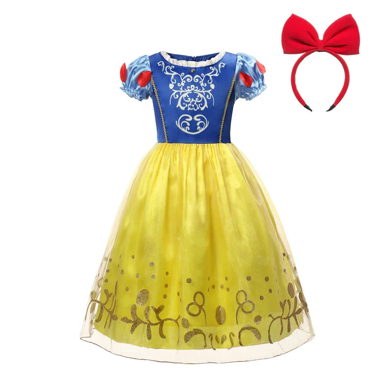 Vestido de Luxo Princesa Branca de Neve com Capa para Meninas Fantasia Infantil Cosplay de Fada Roupa de Carnaval para Crianças Vestido de Halloween