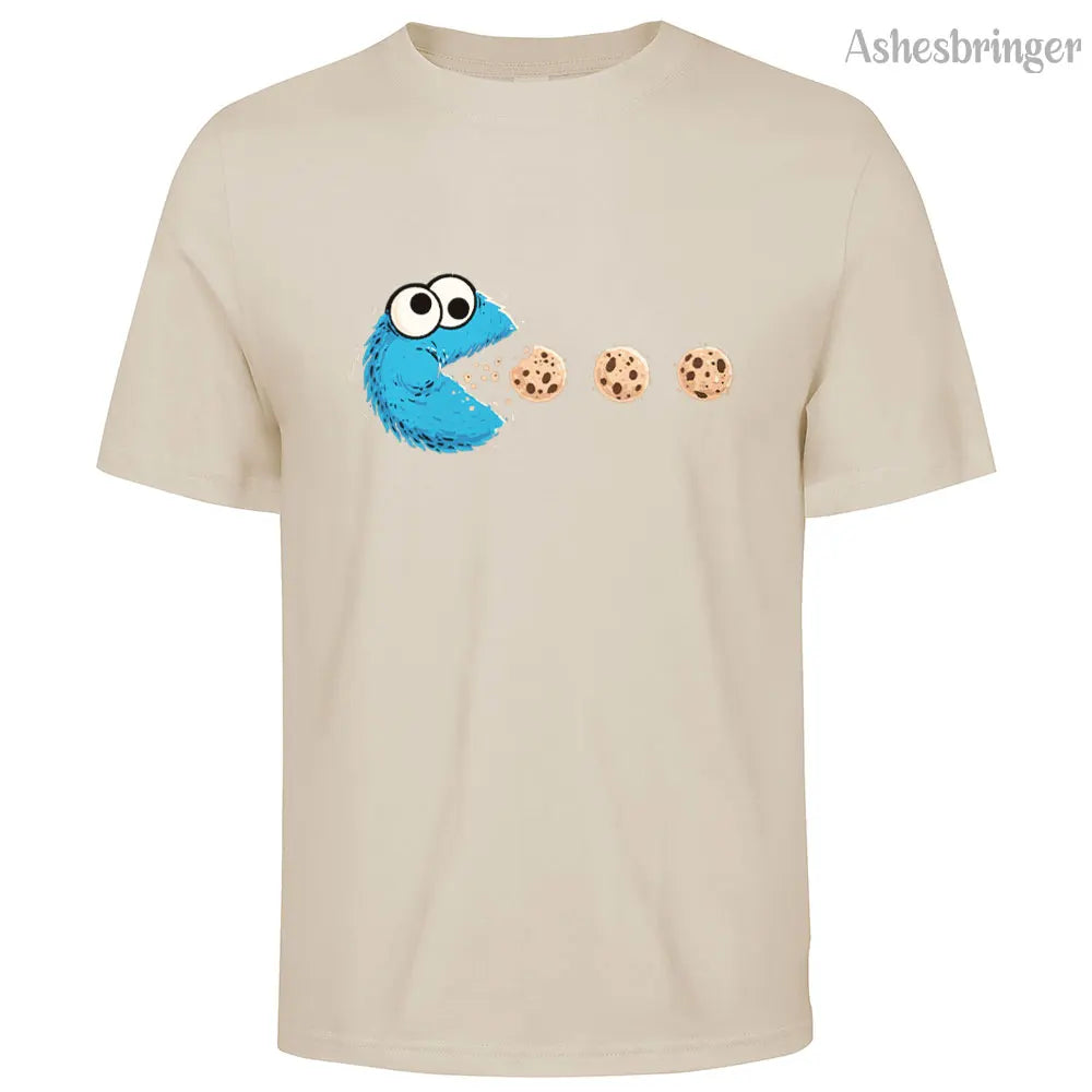 Mens Cotton Funny NomNom-Cookie Adventure Graphic T Shirt on Unisex Street Casual Style Tee for Men and Women