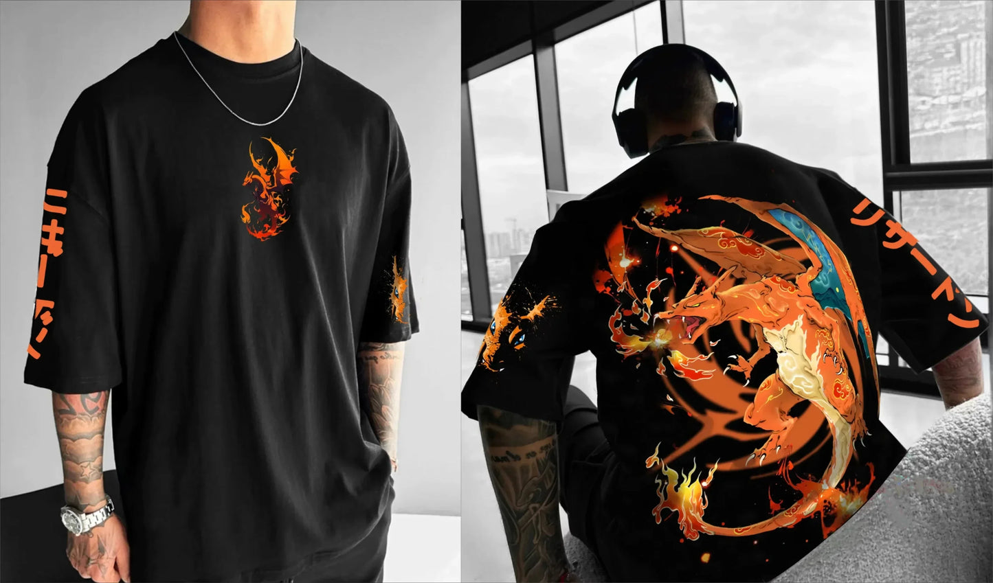 Print T-shirt 2025 Summer New Men's Street Wear Loose Casual Trend Versatile Children's Parent-child Wear Top