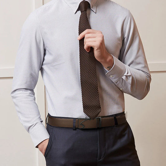 Men's leather belt with automatic buckle, Korean version trendy and casual middle-aged and young business leather pants belt