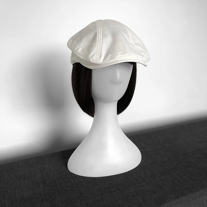 Spring Summer Linen Newsboy Cap New White Breathable Beret Men's Women's Literary Retro Hat England Hats Male Hats 55