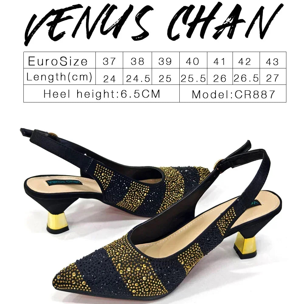 Fashionable Party Shoes and Bags Nigerian Women’s Party Suit Medium Heel Pointed Toe Women’s Shoes and Same Color Bag