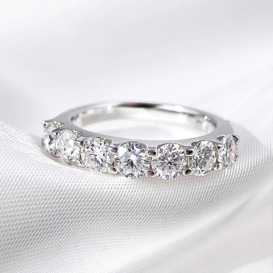 3/4mm Sparkling Moissanite Stackable Ring Certified Wedding Band for Women 100% Real Pure 925 Silver Rings Jewelry