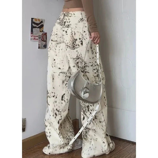 Female Chic Apricot Leopard Print Jeans