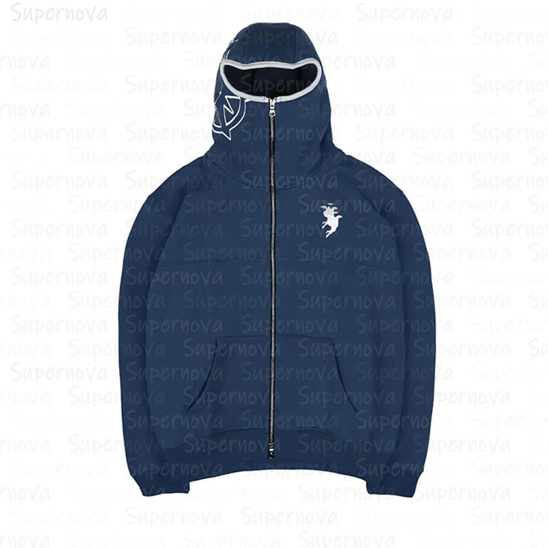 Men's clothing Zip Up Hoodie Vintage Casual Pattern Oversize Hip Hop Punk Streetwear Clothing new in hoodies & sweatshirts 