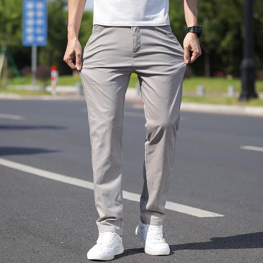 98% Cotton Men's Chinos & Casual Pants, Khaki Pants, Loose Straight , Streetwear Men ,Twill Pants, Tall Men STRAIGHT Trousers