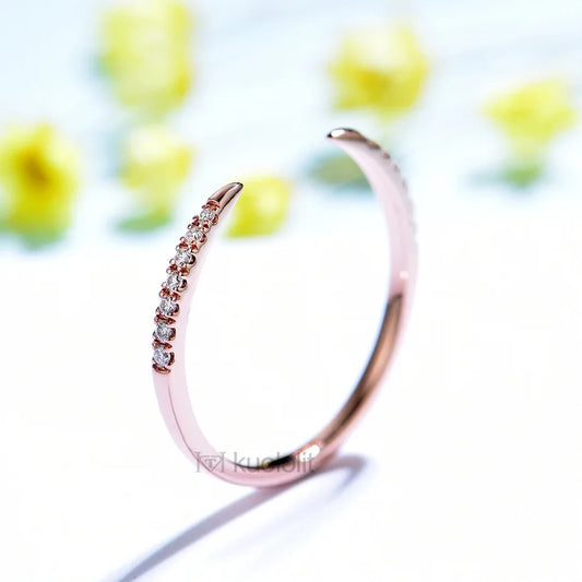 AU750 18K 14K Rose Gold Moissanite Ring for Women Solitaire Matching Wedding Diamond V Band Engagement Christmas 2022