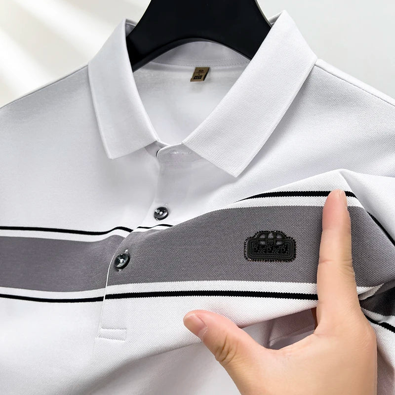 Summer best-selling high-end brand exquisite embroidery men's short sleeve POLO shirts breathable cotton casual business T-shirt