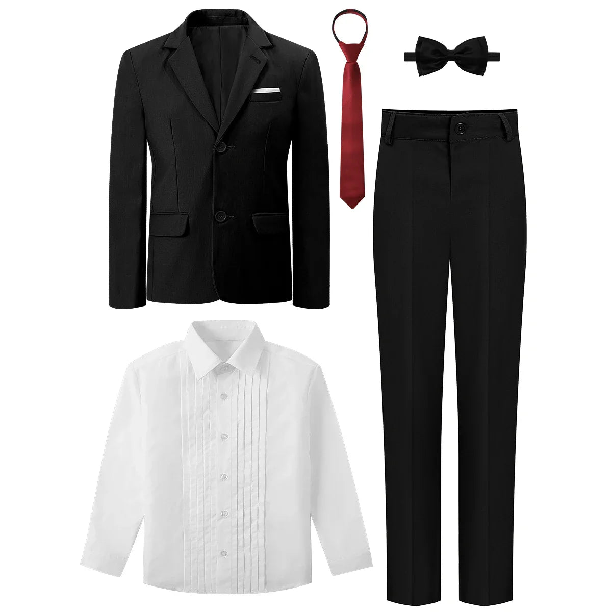 Boys Suit Kids Wedding Tuxedo Easter Birthday Party Gift Formal Perform Outfit Set Pants + Blazer + Dress Shirt + Necktie 4PCS
