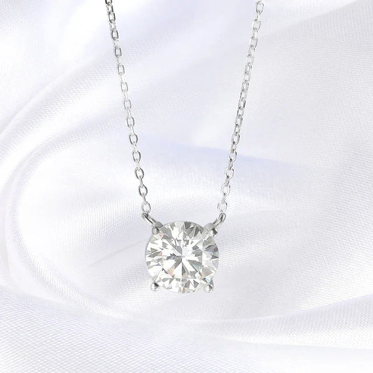 White Gold Plated 1-10CT Moissanite Necklace for Women Classic Four Claws Pendant Wedding Jewelry 925 Sterling Silver