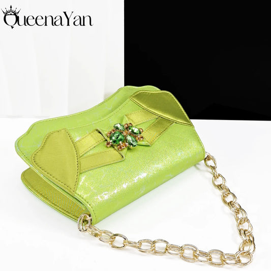 Italian Fashion Sandals and Bag Matching Set 2025 Women Party Perfect Matching for Lemon Green Color Wedding Shoes