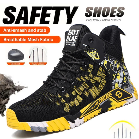 High Quality Men Steel Toe protective Safety Work Shoes Men Indestructible Safety Shoes anti-smash Puncture-Proof Safety Boots