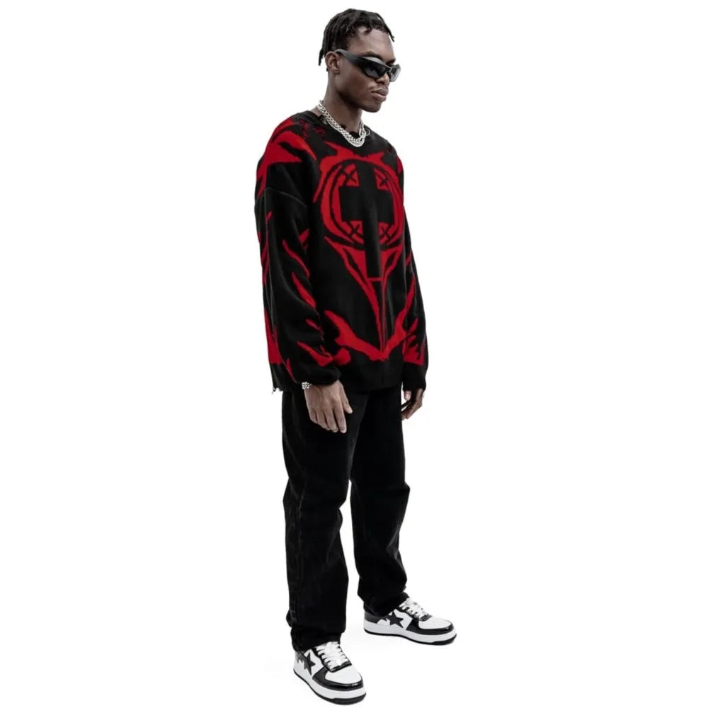 Hip Hop New Order Graphic Sweater Men Winter Knit Pullover Long Sleeve Tops Fashion Harajuku Jumper Coat Y2k Streetwear Clothing