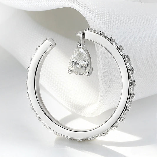 0.5CT Pear Cut All Moissanite Ring for Women Girlfriend Gifts Luxury Jewelry Lab Diamond Wedding Band 925 Sterling Silver