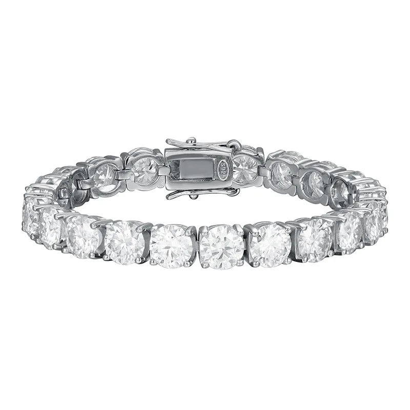 Each 6.5/8mm Full Moissanite Tennis Bracelets for Women Men Hip Hop Original Full Diamond 925 Sterling Silver Chain GRA