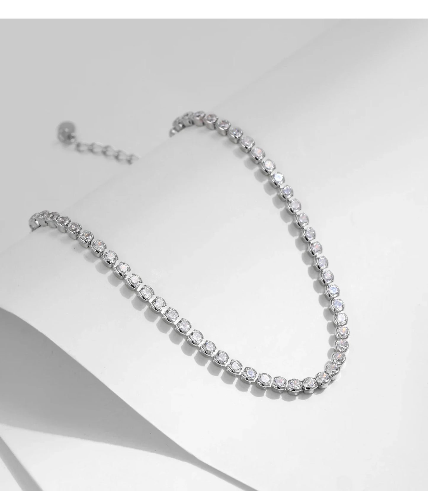 925 Sterling Silver Sparkling CZ Tennis Bracelet Round Zirconia Platinum Plated Bracelet For Women Fine Jewelry Gift