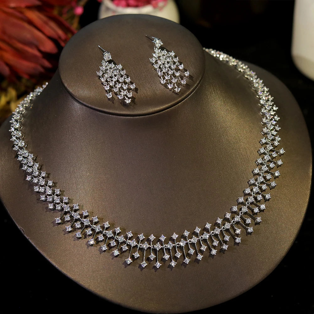 Fashion CZ Bride Indian Jewelry Set for Women Water Drop Wedding Design Choker Necklace Girlfriend birthday Gifts X0520