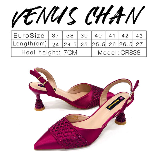 Elegant Nigerian Women’s Wine Colour Heeled Shoes and Rhinestone Handbag Set – Italian Design for Parties and Weddings