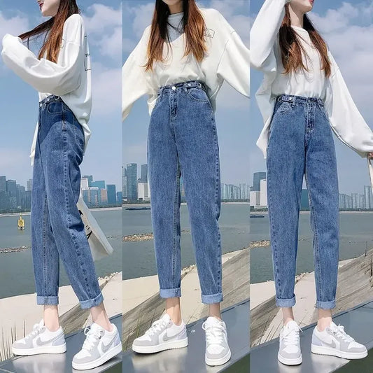 High-waisted Jeans Women's Loose-fit Nine-point Harem Trousers