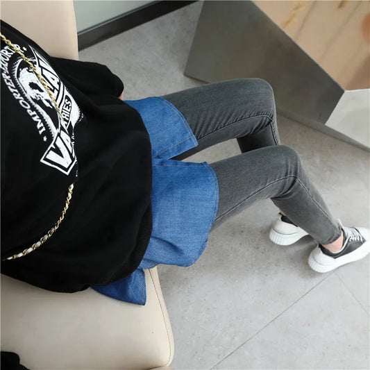 Women Blue Detachable Underskirt Shirt Extenders Layering Irregular Fake Top Blouse Tail Hem Adjustable Shirt Hemline