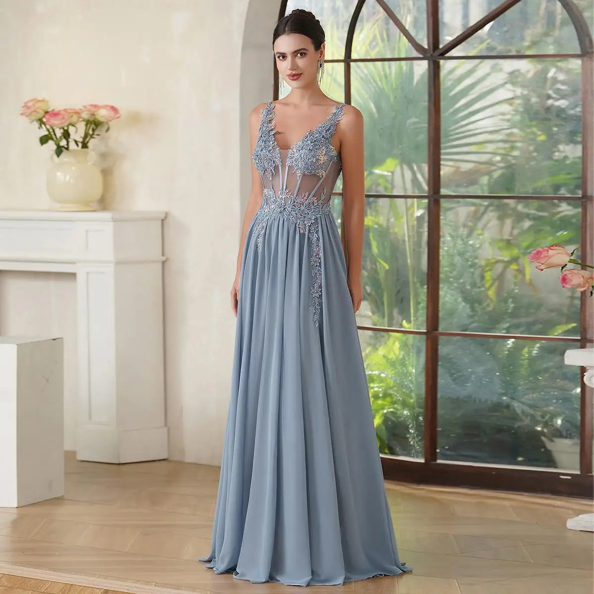 Novo Vestido de Noite com Alças Finas Vestido Sereia Apliques Bordados Vestido de Noiva Ilusão Vestidos de Formatura Vestido de Festa Formal Vestido de Gala