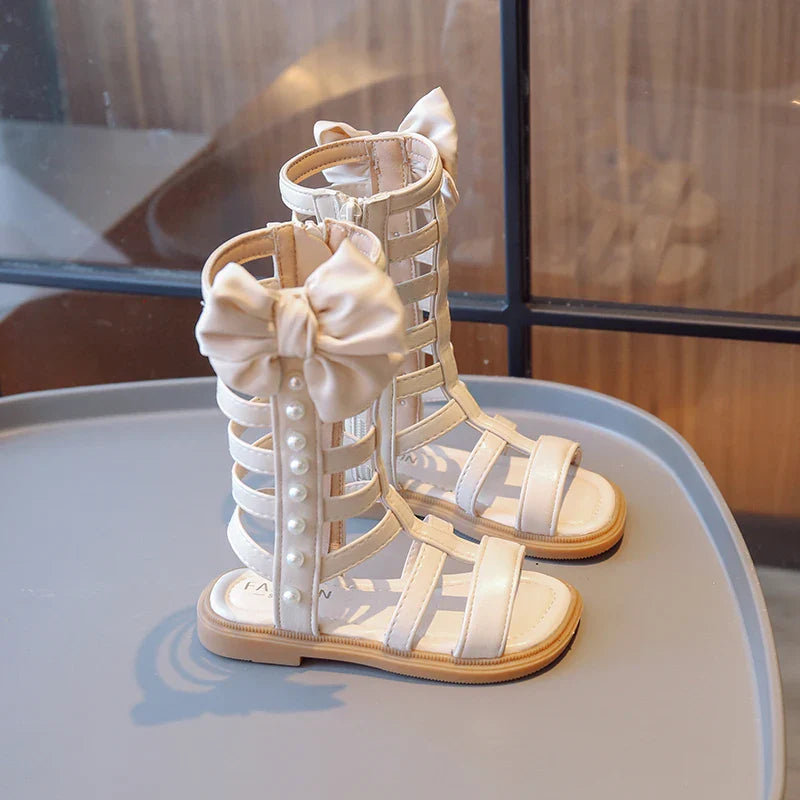 Gladiator Children's Shoes 2026 New Summer Platform Sandals for Girls Princess High-top Side Zipper Roman Sandals Child I03195