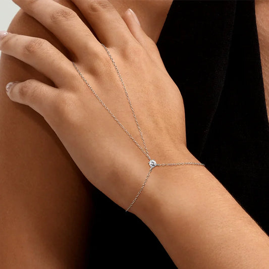 4mm Moissanite Ring Bracelet for Women S925 Sterling Silver D Color Lab Diamond Solitaire Finger Chain Fine Jewelry Gifts