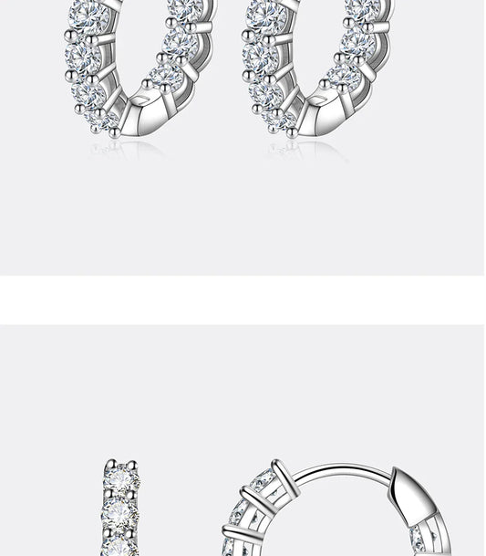 1.8CT All Moissanite Earrings for Women S925 Pure Silver GRA Certified Diamond Temperament Fashion Wedding Party Jewelry